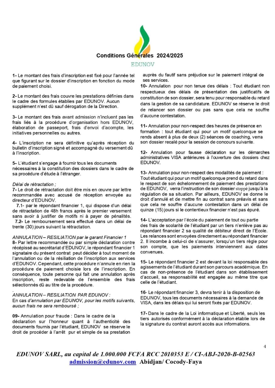 termes de contrat